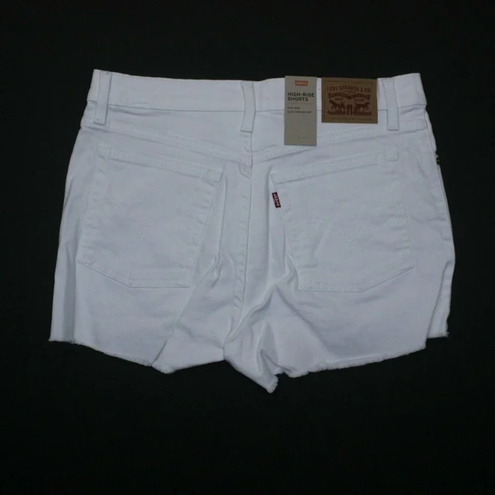 Levi's Women's Salt White Mid Length Denim Jean High Rise Shorts Size W32/14 - Picture 10 of 12